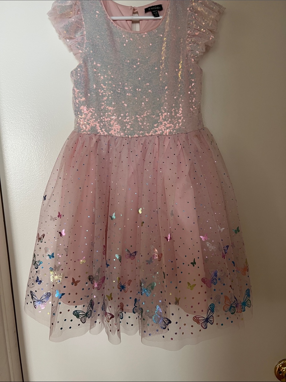 Zunie Pink Sequin Butterfly Tulle Party Dress